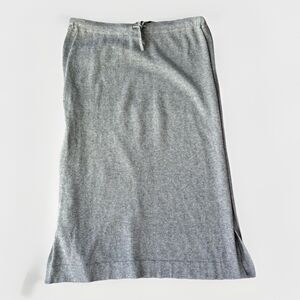 Pure Jill Gray Knit Midi Skirt Size PS Small Petite Drawstring Waist Soft Cotton